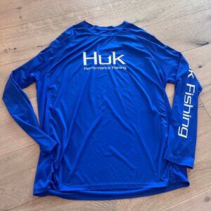 Huk Performance Fishing Shirt Mens XL Blue Long Sleeve Lightweight UPF 30+